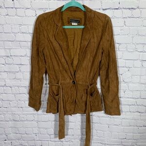 Peruvian Connection Womens Suede Leather Jacket Brown Sz 4 Western Festival